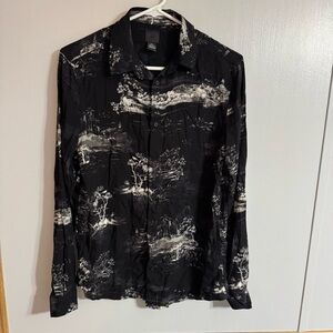 H&M Asian Inspired Button Down Shirt Size Small